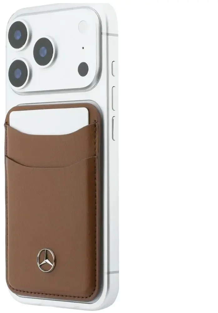 Dėklas Rinkinys etui + portfel Mercedes Grilis Pattern Leather MagSafe do iPhone 18 Pro Max / 17 Pro Max camel