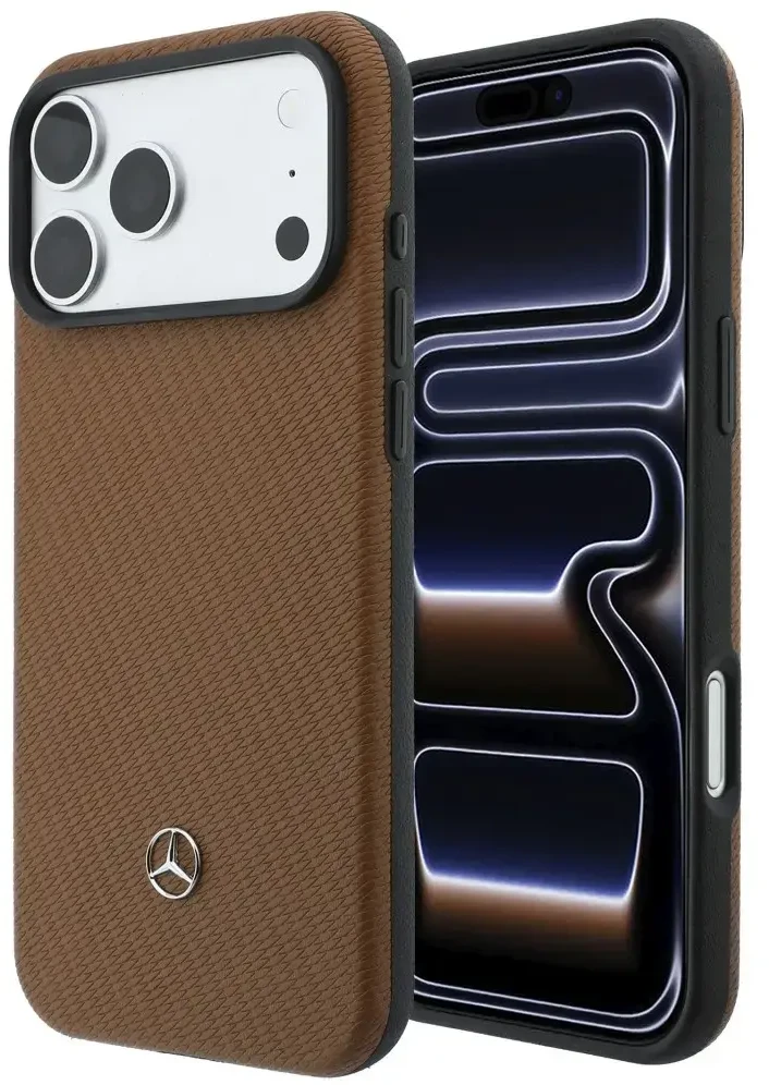 Dėklas Rinkinys etui + portfel Mercedes Grilis Pattern Leather MagSafe do iPhone 18 Pro Max / 17 Pro Max camel