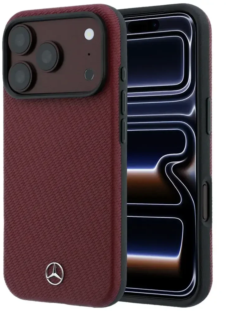 Dėklas Rinkinys etui + portfel Mercedes Grilis Pattern Leather MagSafe do iPhone 18 Pro / 17 Pro bordo spalvos