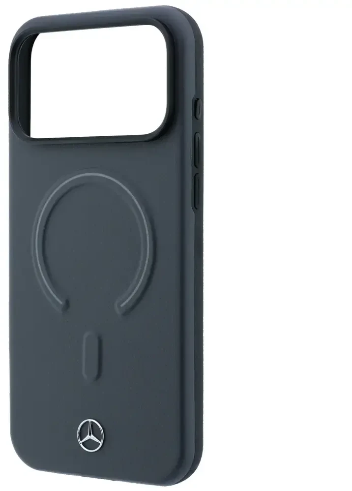 Dėklas Mercedes Leather 3D MagSafe do iPhone 18 Pro / 17 Pro antracytowy