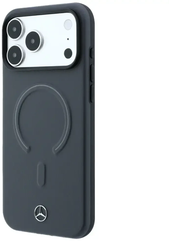 Dėklas Mercedes Leather 3D MagSafe do iPhone 18 Pro / 17 Pro antracytowy