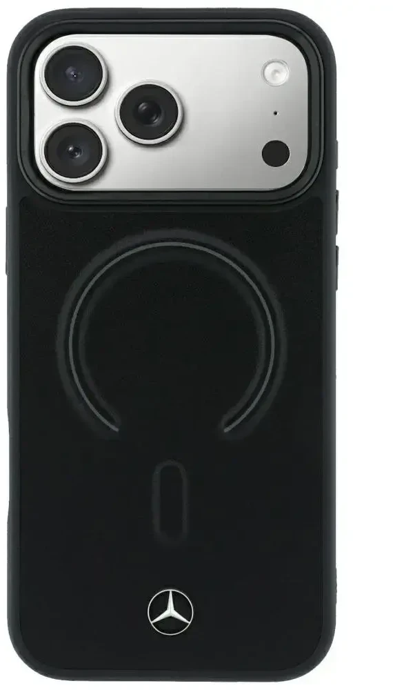 Dėklas Mercedes Leather 3D MagSafe do iPhone 18 Pro / 17 Pro juoda
