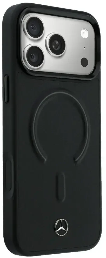 Dėklas Mercedes Leather 3D MagSafe do iPhone 18 Pro / 17 Pro juoda