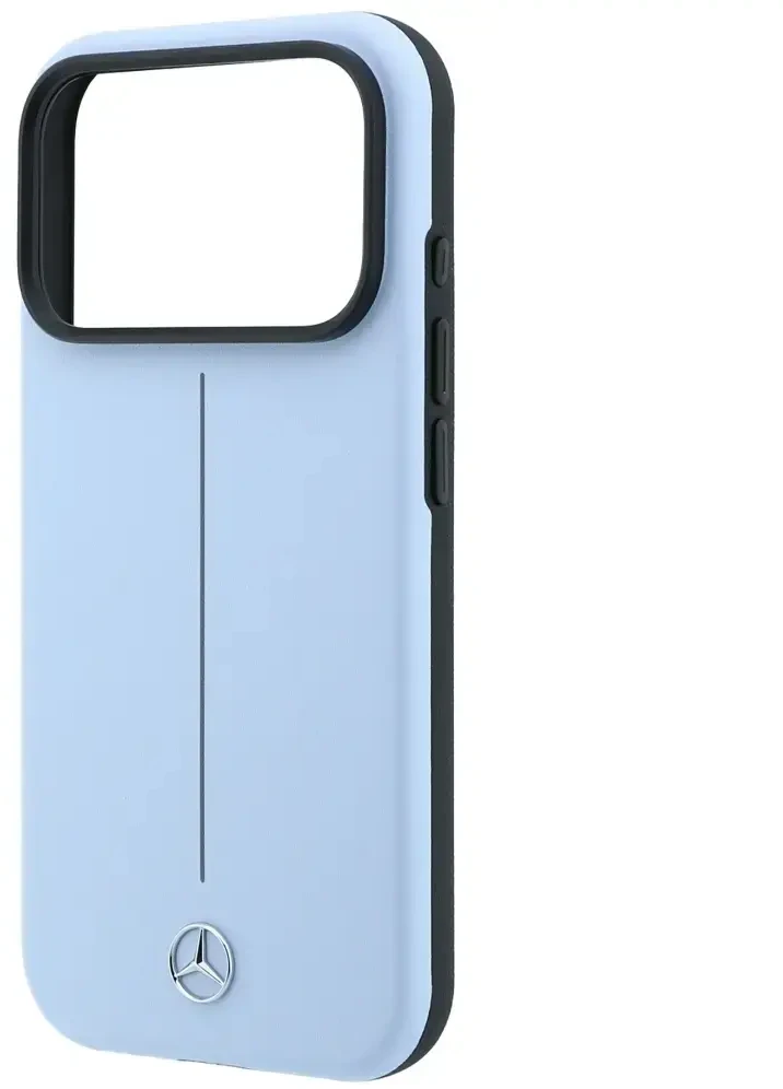 Dėklas Mercedes Leather Semi Wrap Iconic Line MagSafe do iPhone 18 Pro Max / 17 Pro Max mėlyna