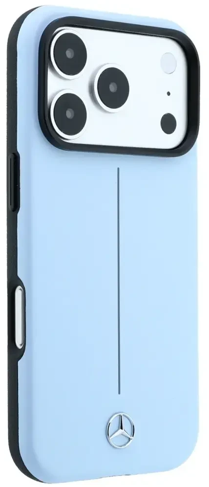 Dėklas Mercedes Leather Semi Wrap Iconic Line MagSafe do iPhone 18 Pro Max / 17 Pro Max mėlyna
