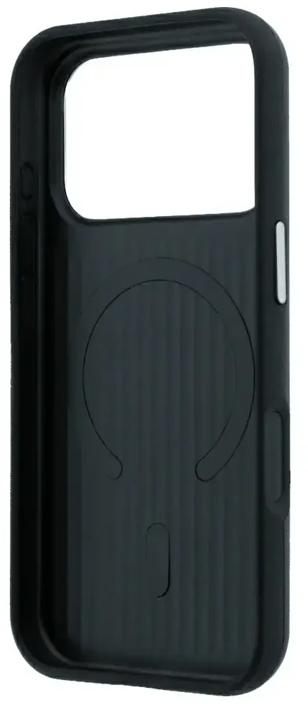 Dėklas Mercedes Leather Semi Wrap Iconic Line MagSafe Case for iPhone 18 Pro Max / 17 Pro Max - Juodas