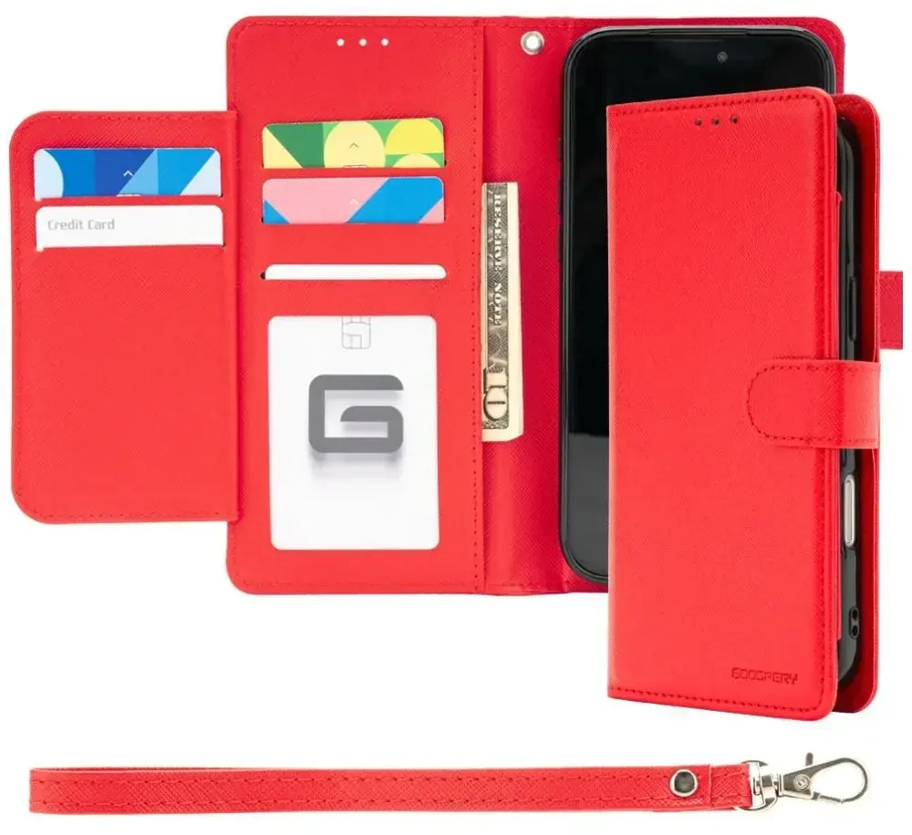 Dėklas Mercury Essential Diary do iPhone 17 Pro Max / 18 Pro Max raudona