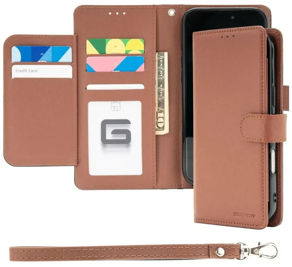 Dėklas Mercury Essential Diary do iPhone 17 Pro Max / 18 Pro Max ruda