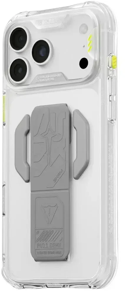 Dėklas Skinarma Helio CE Grip Stand, skirtas iPhone 18 Pro Max / 17 Pro Max, skaidrus