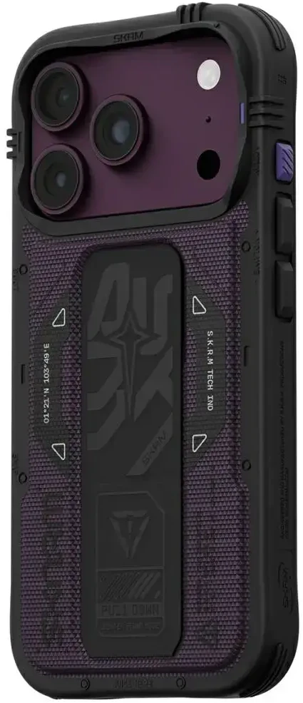 Dėklas Case Skinarma Phantom MagSafe + Grip Stand for iPhone 18 Pro / 17 Pro burgundy