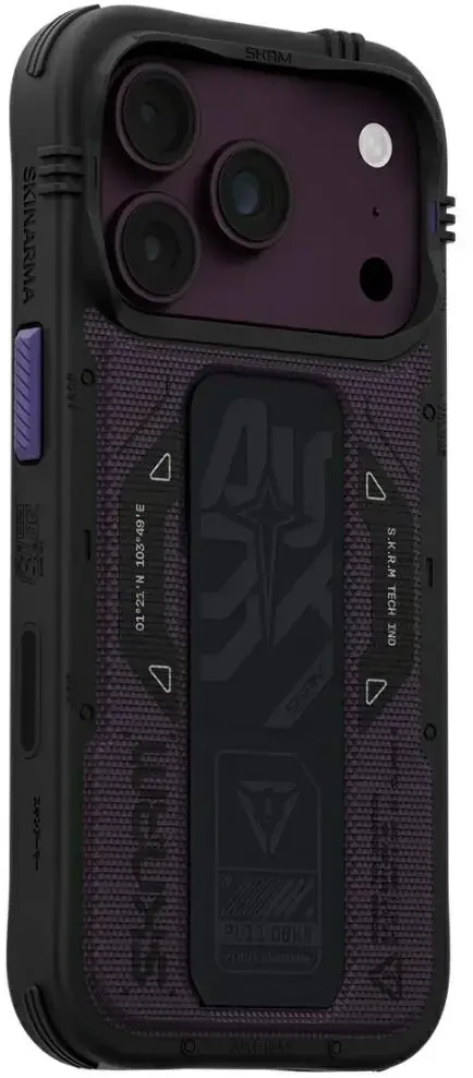Dėklas Case Skinarma Phantom MagSafe + Grip Stand for iPhone 18 Pro / 17 Pro burgundy