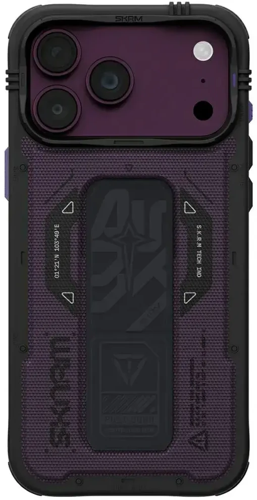 Dėklas Case Skinarma Phantom MagSafe + Grip Stand for iPhone 18 Pro Max / 17 Pro Max burgundy