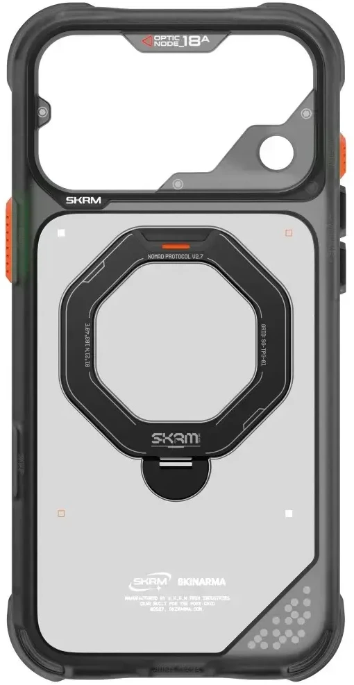 Dėklas Skinarma Saturn MagSafe + Rotating Kick Stand do iPhone 18 Pro Max / 17 Pro Max juoda