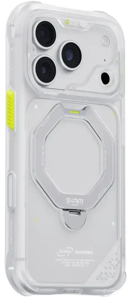 Dėklas Skinarma Saturn MagSafe + Rotating Kick Stand do iPhone 18 Pro / 17 Pro frost