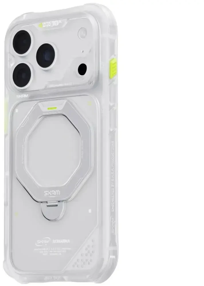 Dėklas Skinarma Saturn MagSafe + Rotating Kick Stand do iPhone 18 Pro / 17 Pro frost
