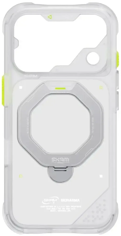 Dėklas Skinarma Saturn MagSafe + Rotating Kick Stand do iPhone 18 Pro / 17 Pro frost