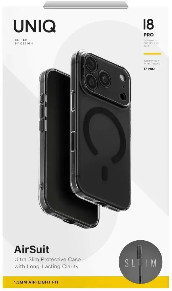 Dėklas UNIQ Airsuit, skirtas iPhone 18 Pro / 17 Pro, su MagClick įkrovimu, juodas