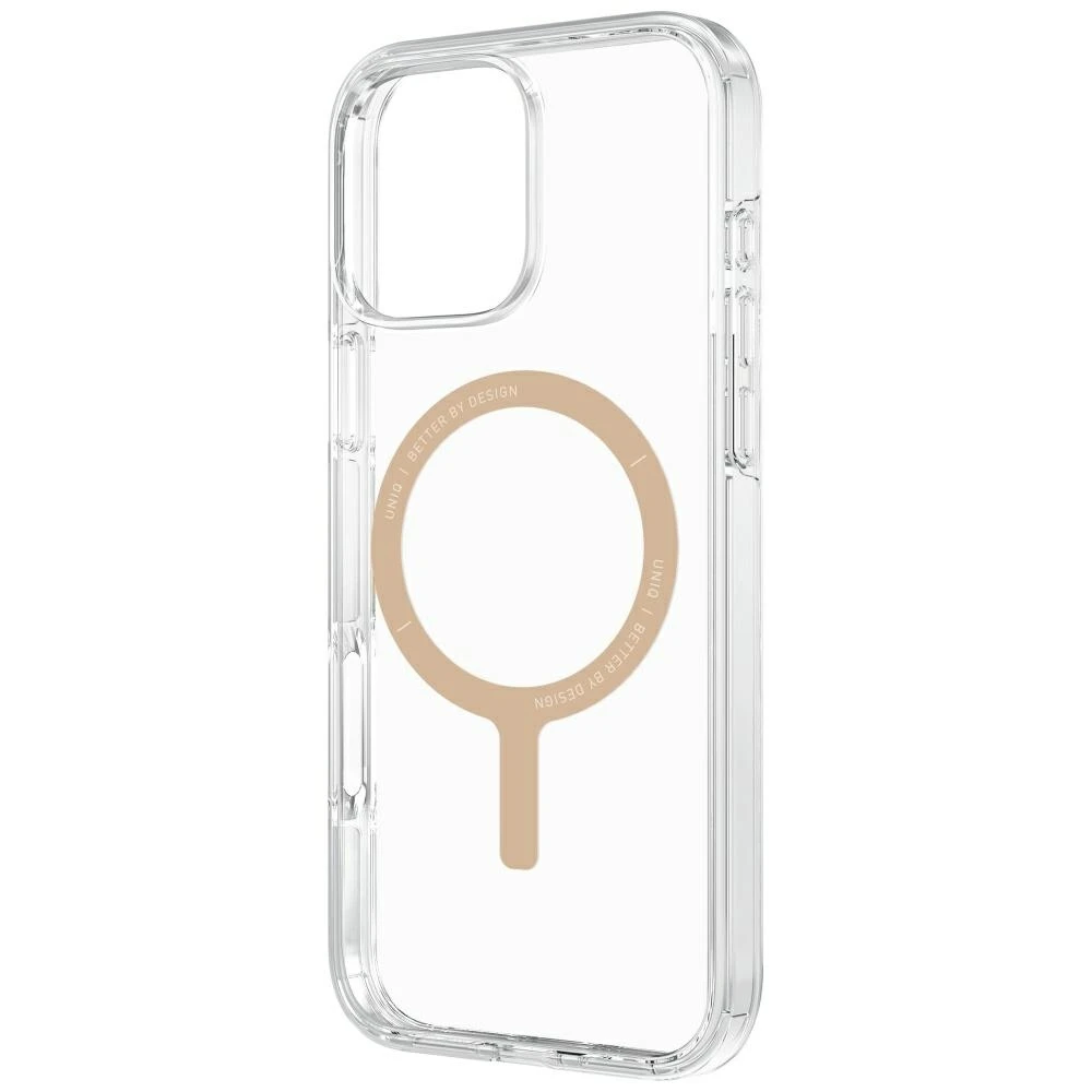 Uniq Clario Magclick įkrovimo dėklas, skirtas iPhone 16 Pro – skaidrus auksinis