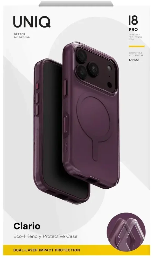 Dėklas UNIQ Clario do iPhone 18 Pro / 17 Pro Magclick Charging eco violetinė