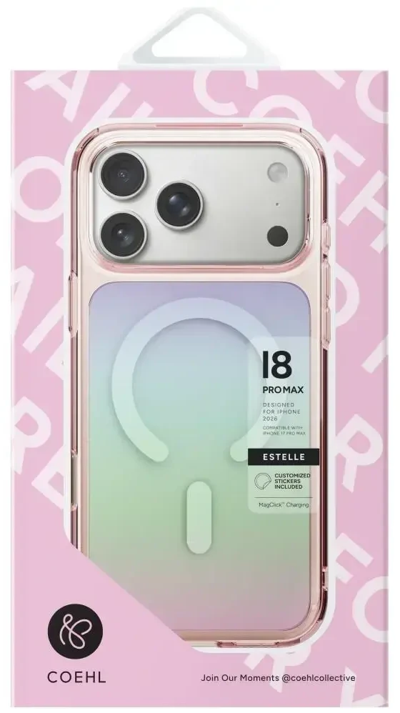 Dėklas UNIQ Coehl Estelle, skirtas iPhone 18 Pro / 17 Pro, su magnetiniu įkrovimu, rožinis