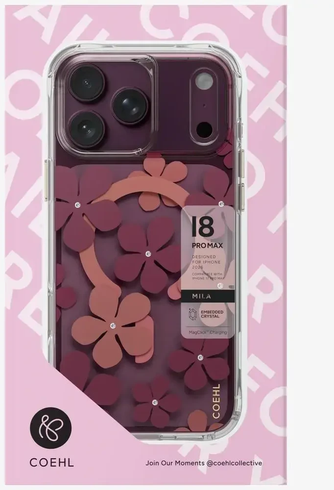 Dėklas UNIQ Coehl Mila, skirtas iPhone 18 Pro Max / 17 Pro Max, magnetinis įkrovimas, bordo spalvos