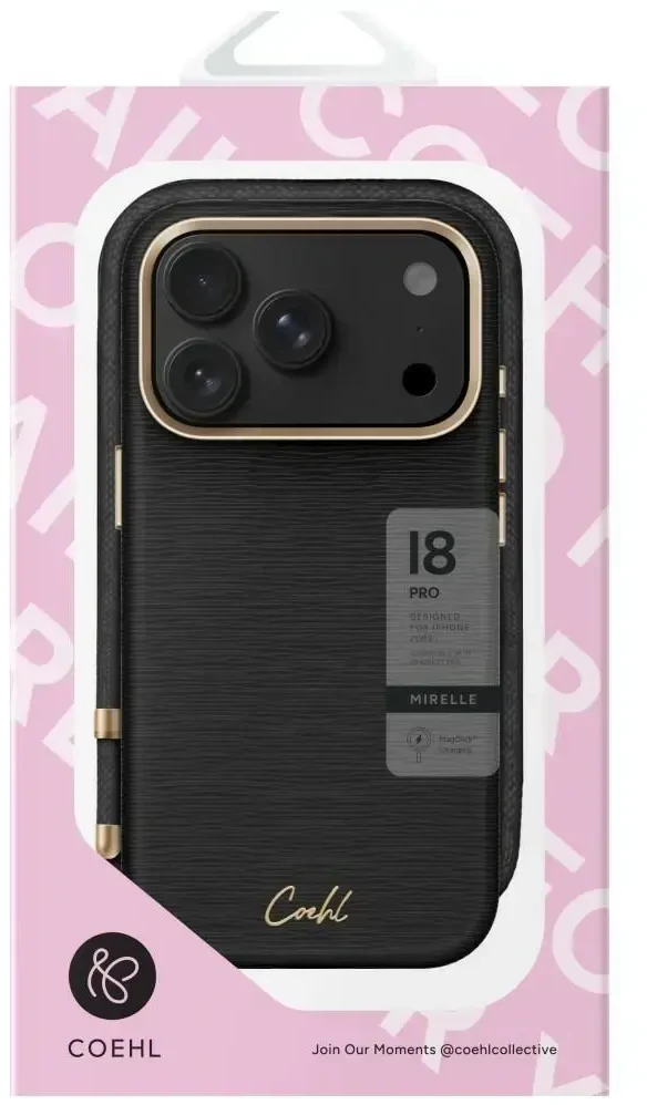 Dėklas UNIQ Coehl Mirelle, skirtas iPhone 18 Pro / 17 Pro, su magnetiniu įkrovimu, juodas
