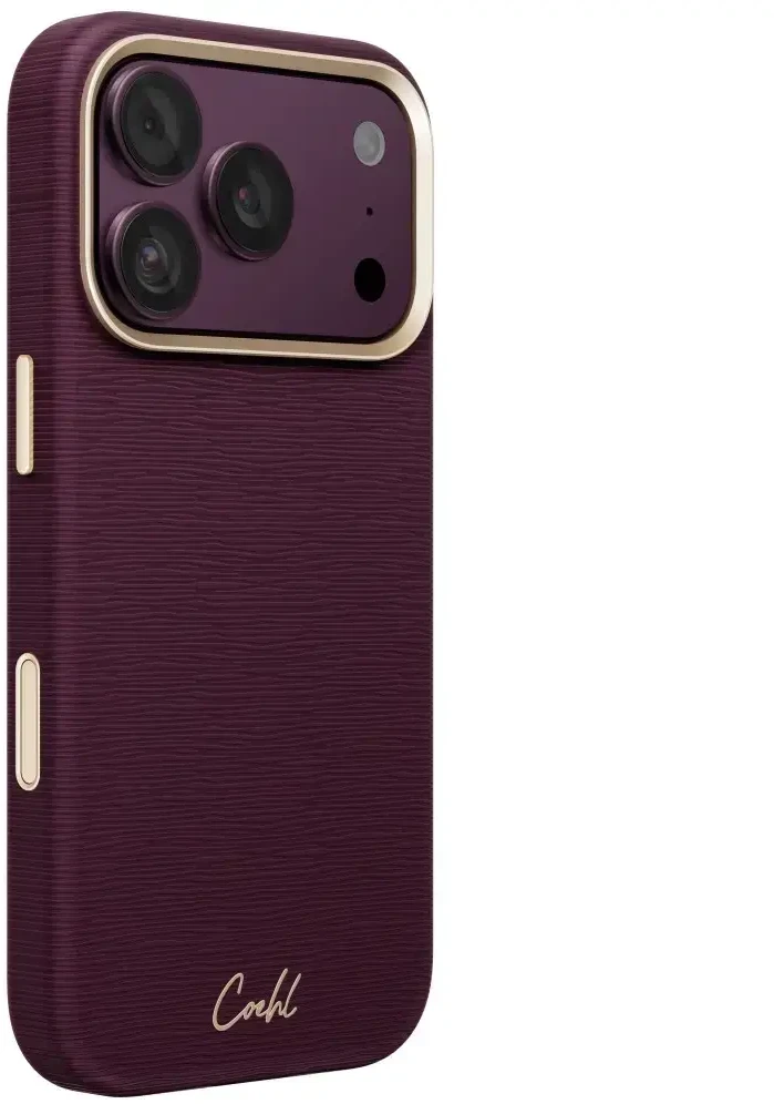Dėklas UNIQ Coehl Mirelle, skirtas iPhone 18 Pro / 17 Pro, su magnetiniu įkrovimu, bordo spalvos