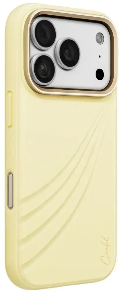 Dėklas UNIQ Coehl Serina, skirtas iPhone 18 Pro / 17 Pro, su magnetiniu įkrovimu, geltonas