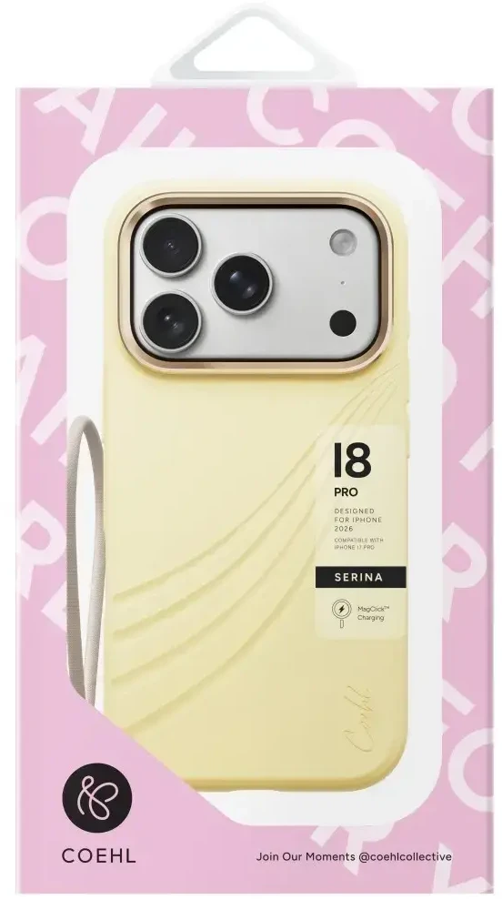 Dėklas UNIQ Coehl Serina, skirtas iPhone 18 Pro / 17 Pro, su magnetiniu įkrovimu, geltonas