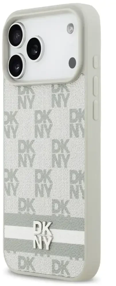 Dėklas DKNY Checkered with Printed Stripes skirtas Apple iPhone 17 Pro Max beige