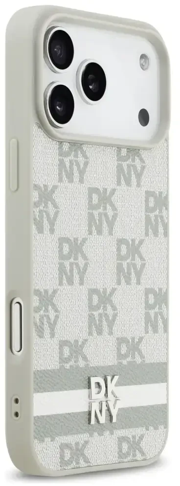 Dėklas DKNY Checkered with Printed Stripes skirtas Apple iPhone 17 Pro Max beige