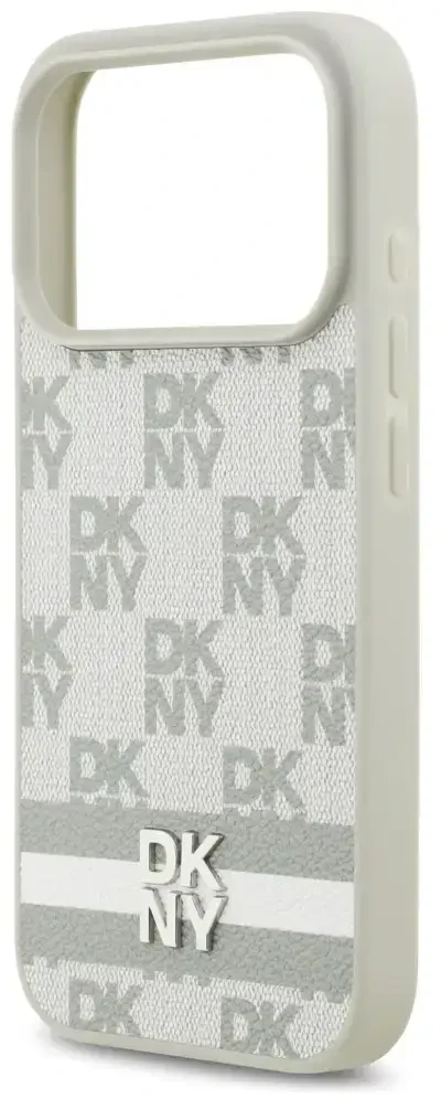 Dėklas DKNY Checkered with Printed Stripes skirtas Apple iPhone 17 Pro beiige