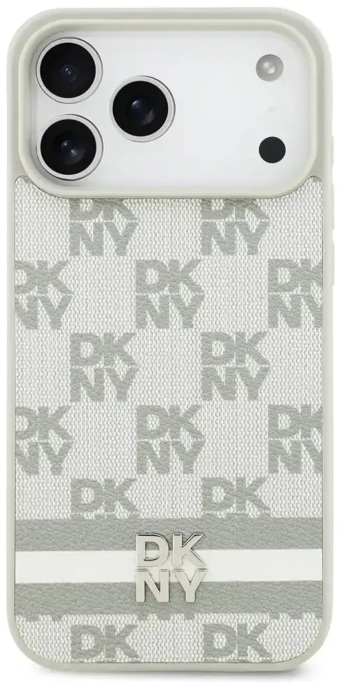 Dėklas DKNY Checkered with Printed Stripes skirtas Apple iPhone 17 Pro Max beige