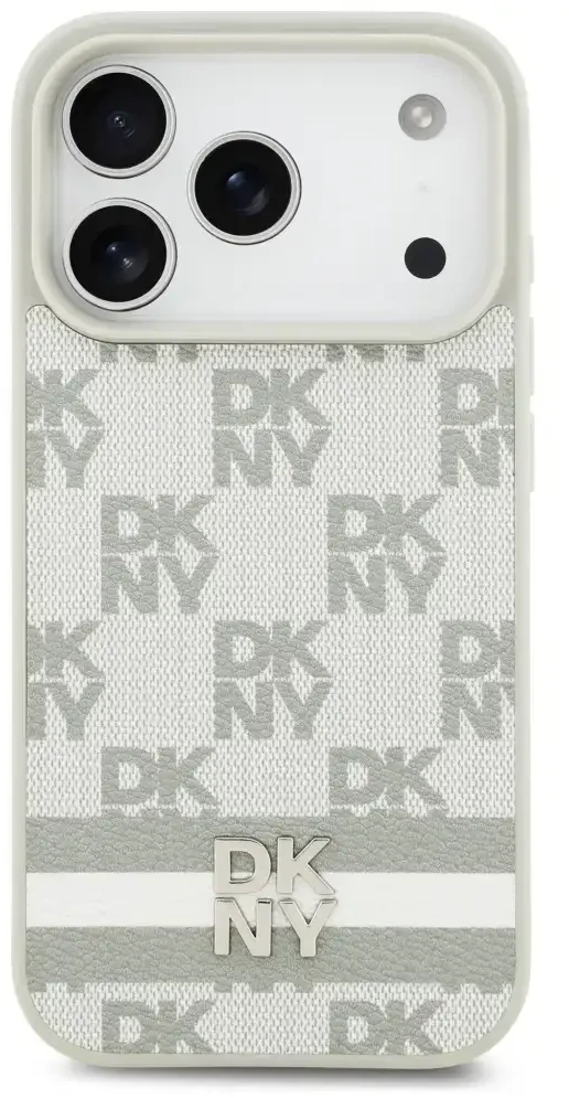 Dėklas DKNY Checkered with Printed Stripes skirtas Apple iPhone 17 Pro beiige