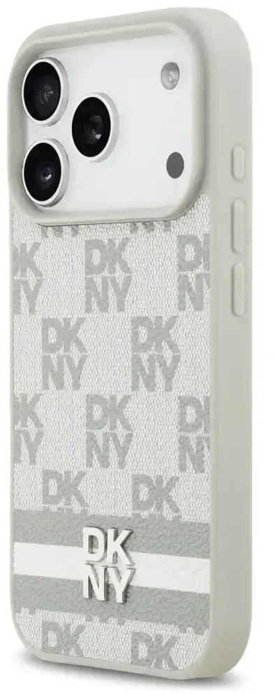 Dėklas DKNY Checkered with Printed Stripes skirtas Apple iPhone 17 Pro beiige