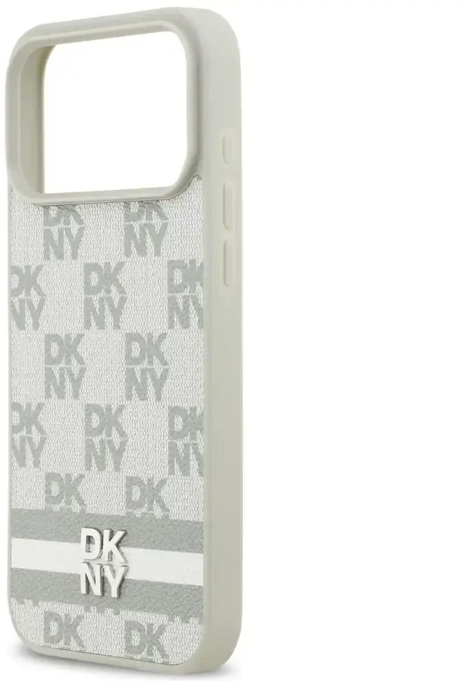 Dėklas DKNY Checkered with Printed Stripes skirtas Apple iPhone 17 Pro Max beige