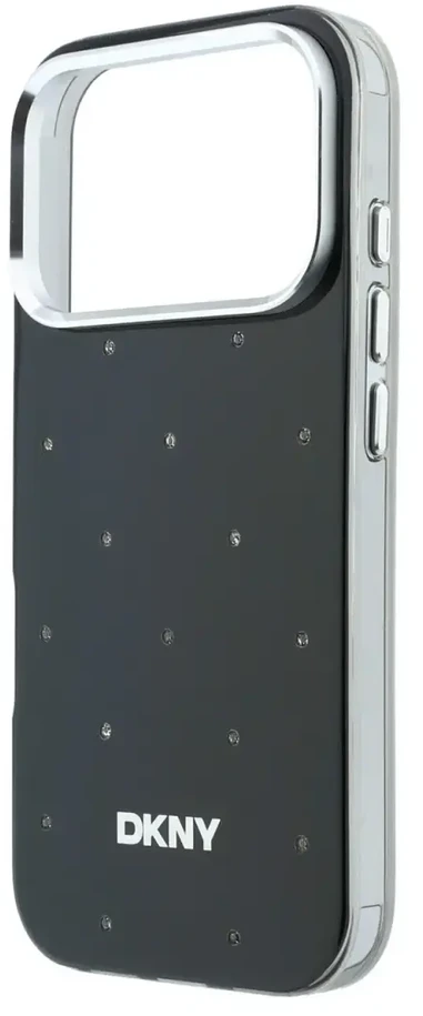 DKNY PC/TPU Rhinestones Magsafe dėklas, skirtas iPhone 18 Pro, juodas