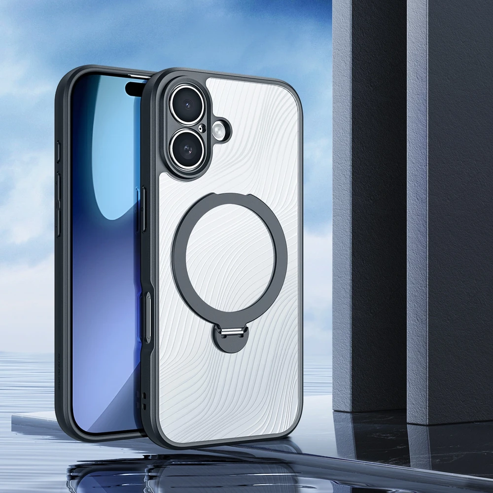 Dux Ducis Aimo Mag dėklas su Magnetic Ring and Stand skirtas Apple iPhone 17 – juodos spalvos