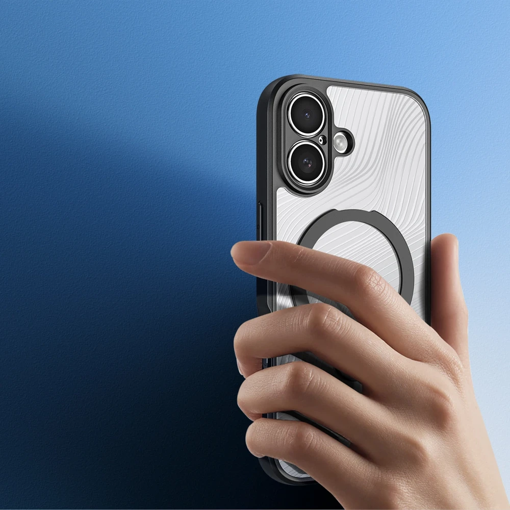 Dux Ducis Aimo Mag dėklas su Magnetic Ring and Stand skirtas Apple iPhone 17 – juodos spalvos