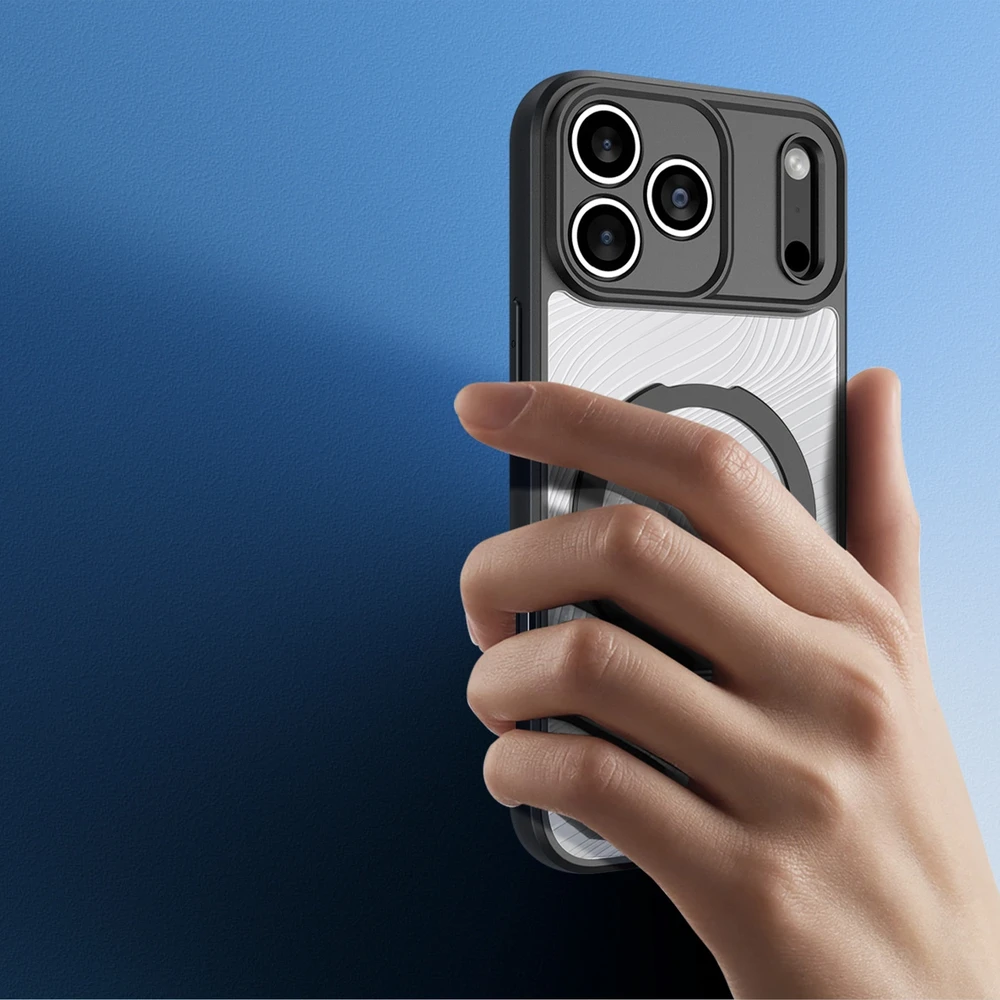 Dux Ducis Aimo Mag dėklas su Magnetic Ring and Stand skirtas Apple iPhone 17 Pro Max – juodos spalvos