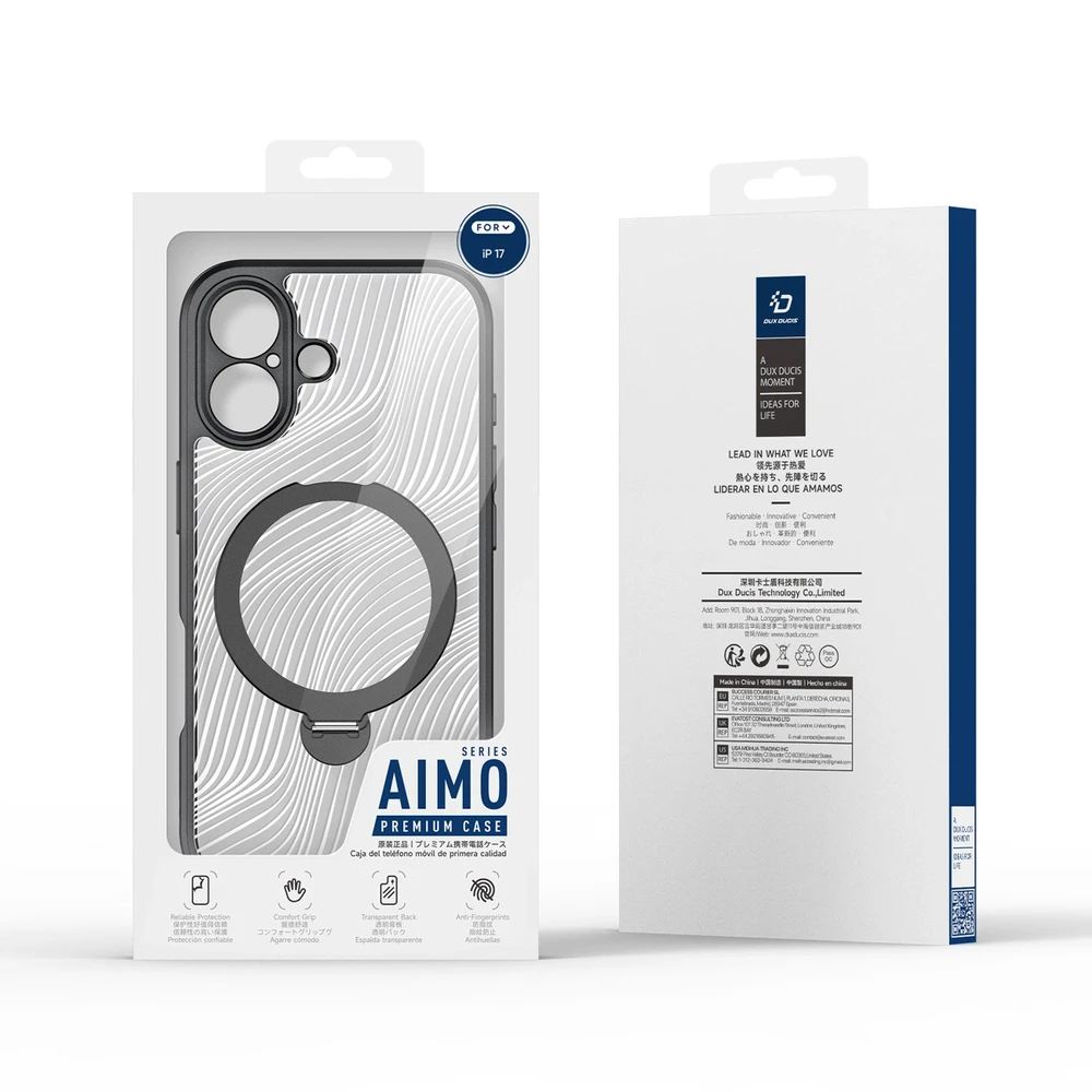 Dux Ducis Aimo Mag dėklas su Magnetic Ring and Stand skirtas Apple iPhone 17 – juodos spalvos
