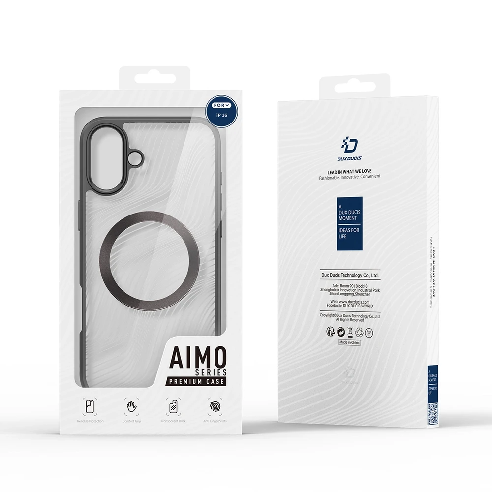 Dux Ducis dėklas AIMO MAG compatible su MagSafe skirtas Apple iPhone 16 juodos spalvos