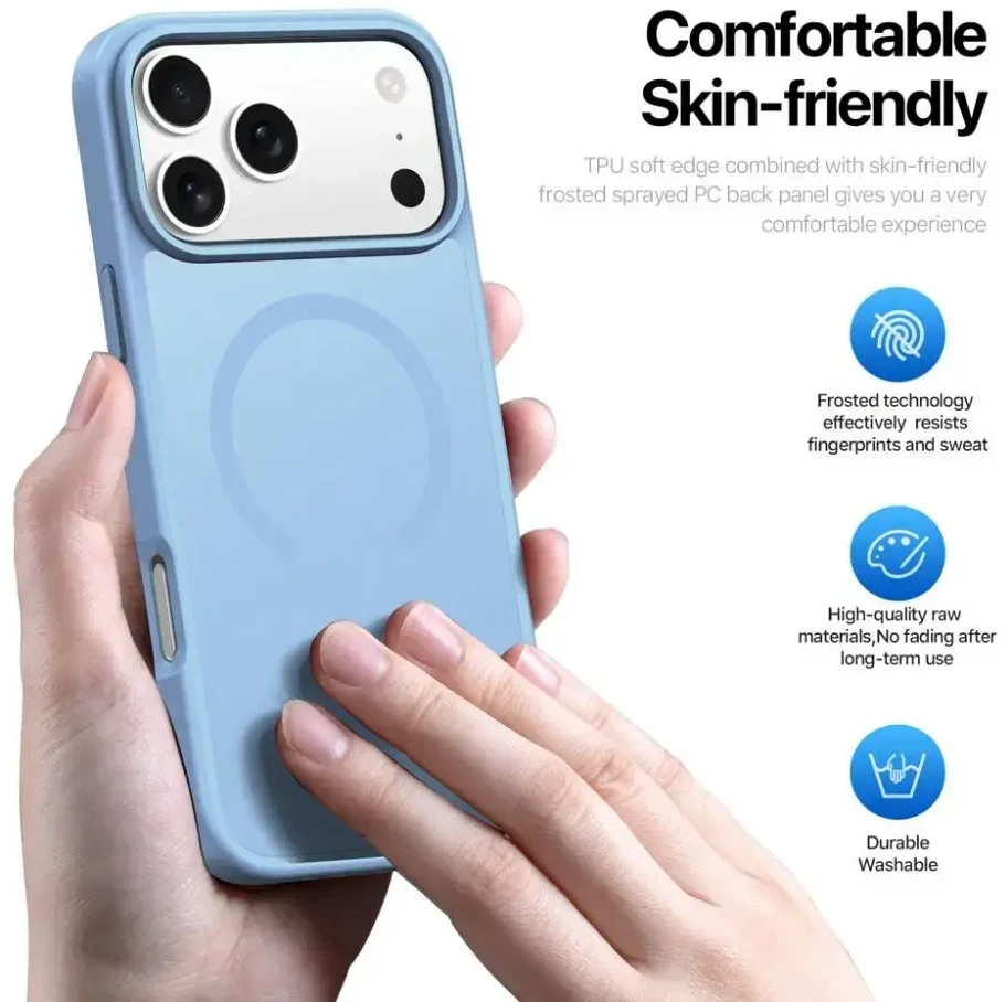 DUX DUCIS dėklas YIND, suderinamas su MagSafe, skirtas iPhone 18 Pro Max / 17 Pro Max (Open Ring versija) šviesiai mėlynas