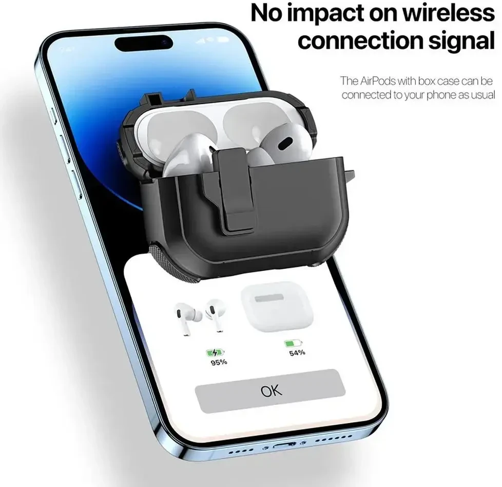 Ausinių dėklas Dux Ducis PECP, skirtas AirPods 4 ausinėms, apsauginis TPU+PC, juodas