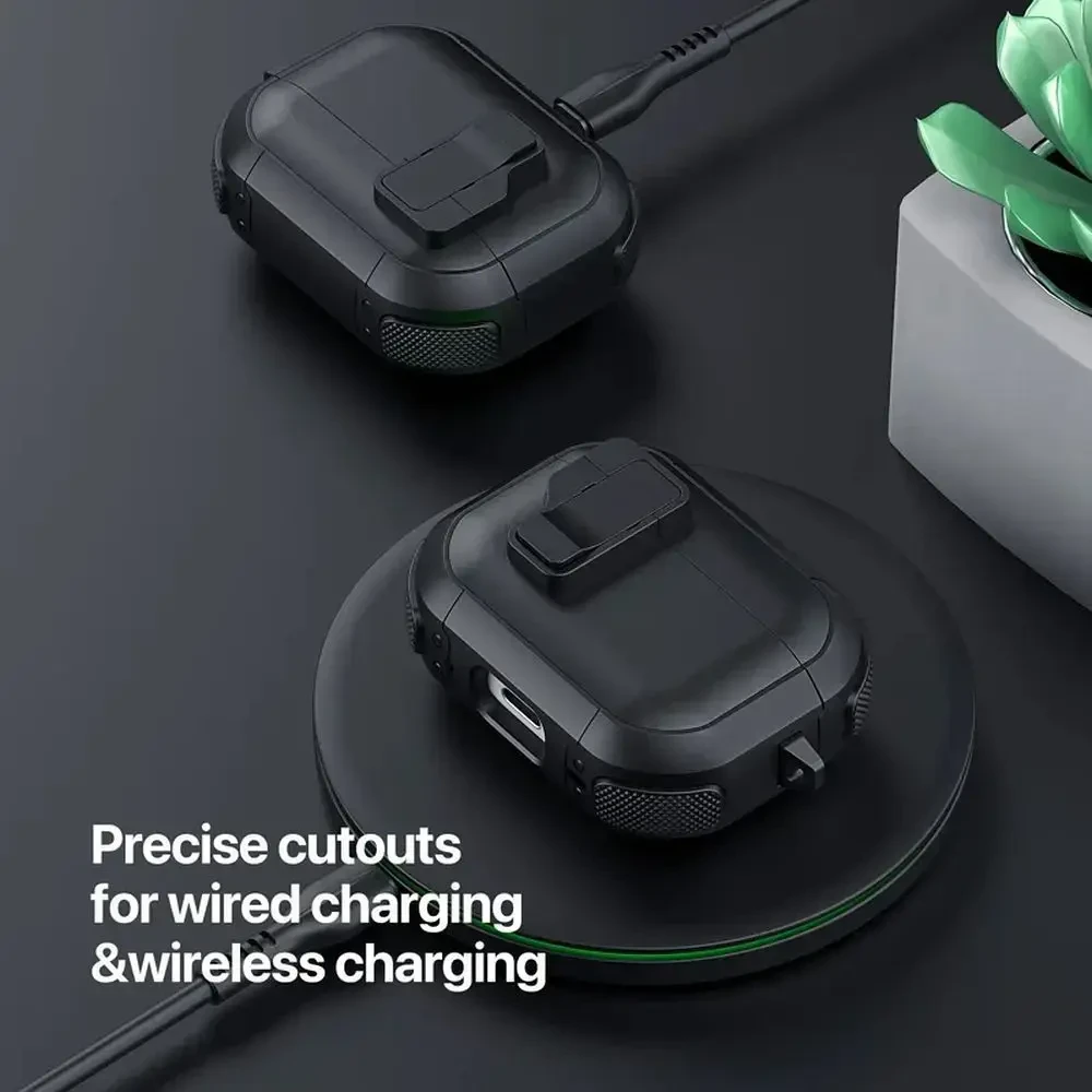 Ausinių dėklas Dux Ducis PECP, skirtas AirPods 4 ausinėms, apsauginis TPU+PC, juodas