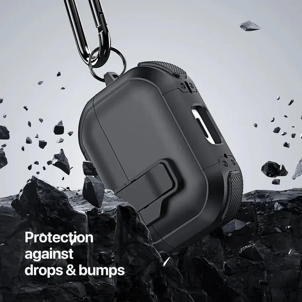 Ausinių dėklas Dux Ducis PECP, skirtas AirPods 4 ausinėms, apsauginis TPU+PC, juodas