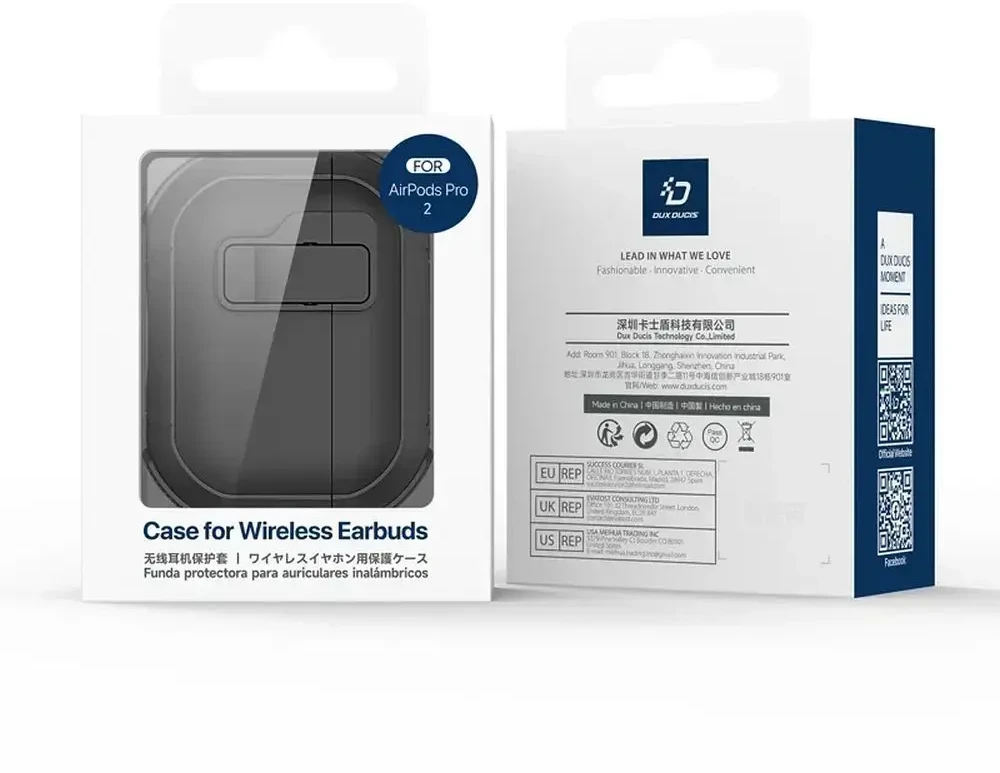 Ausinių dėklas Dux Ducis PECP, skirtas AirPods 4 ausinėms, apsauginis TPU+PC, juodas