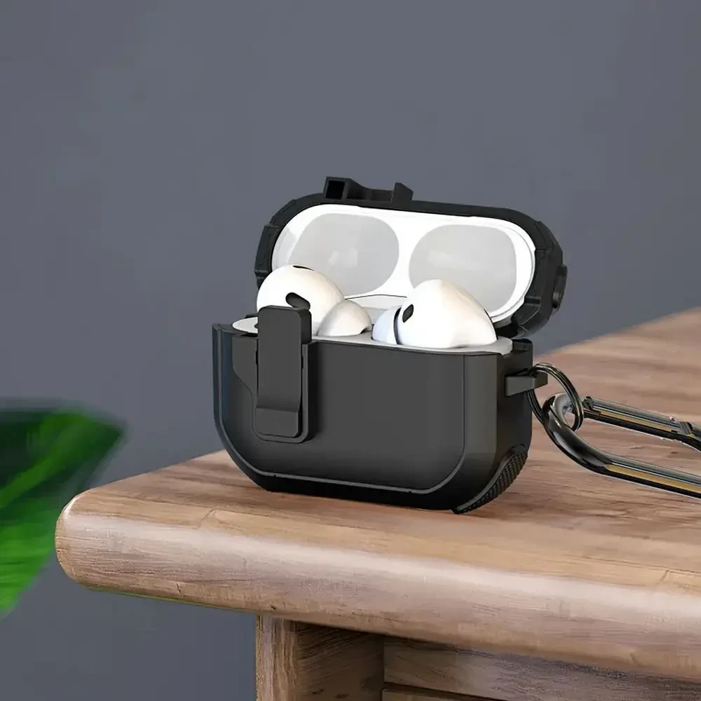 Ausinių dėklas Dux Ducis PECP, skirtas AirPods 4 ausinėms, apsauginis TPU+PC, juodas