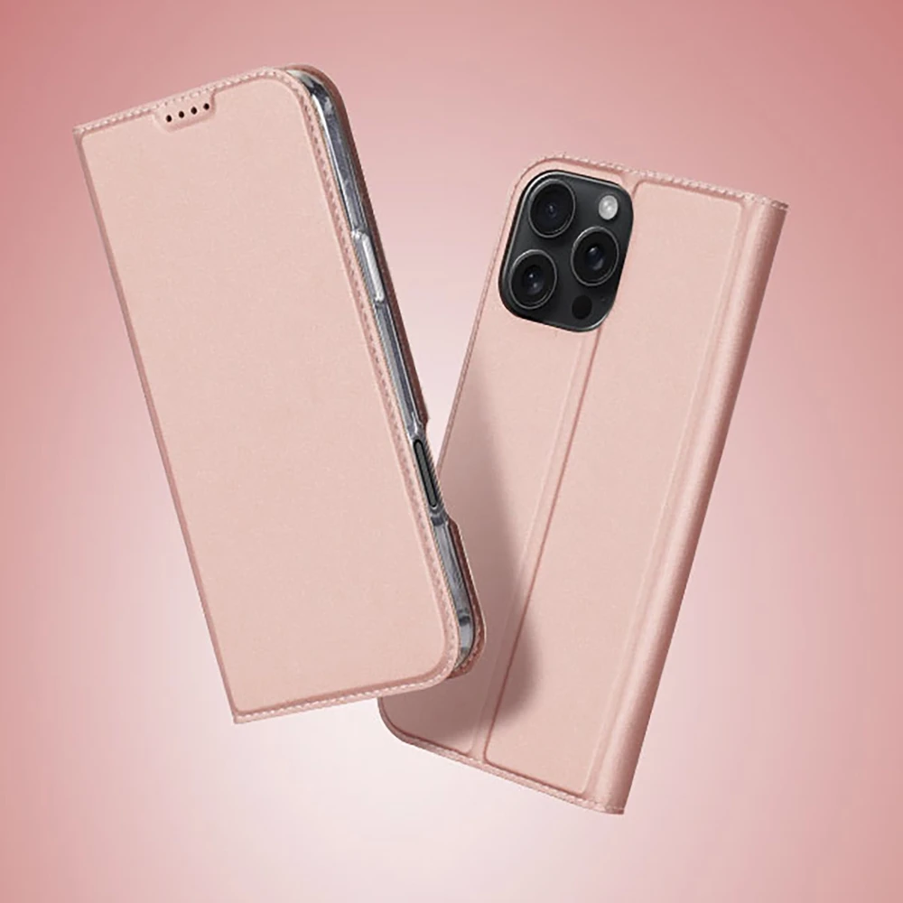 Dux Ducis atverčiamas dėklas SKIN PRO skirtas Apple iPhone 16 Pro Max rožinės spalvos