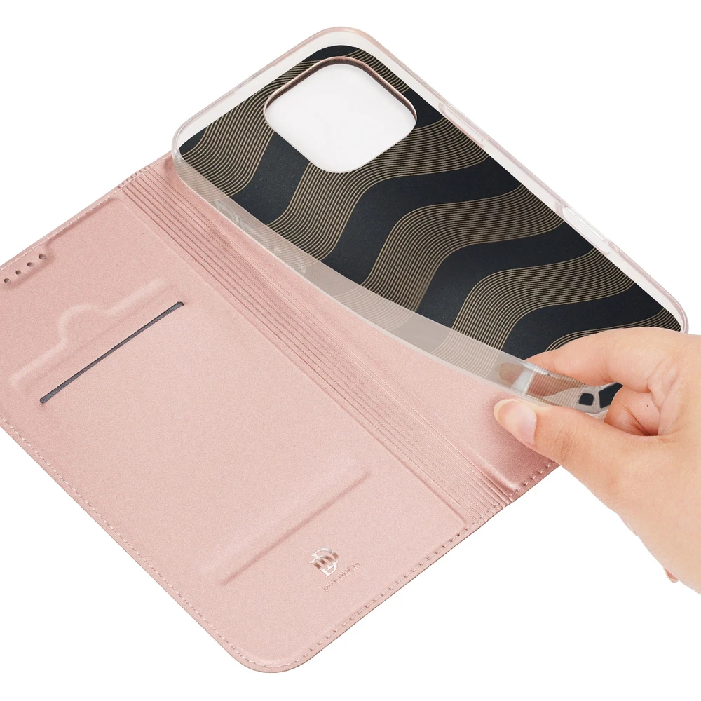 Dux Ducis atverčiamas dėklas SKIN PRO skirtas Apple iPhone 16 Pro Max rožinės spalvos